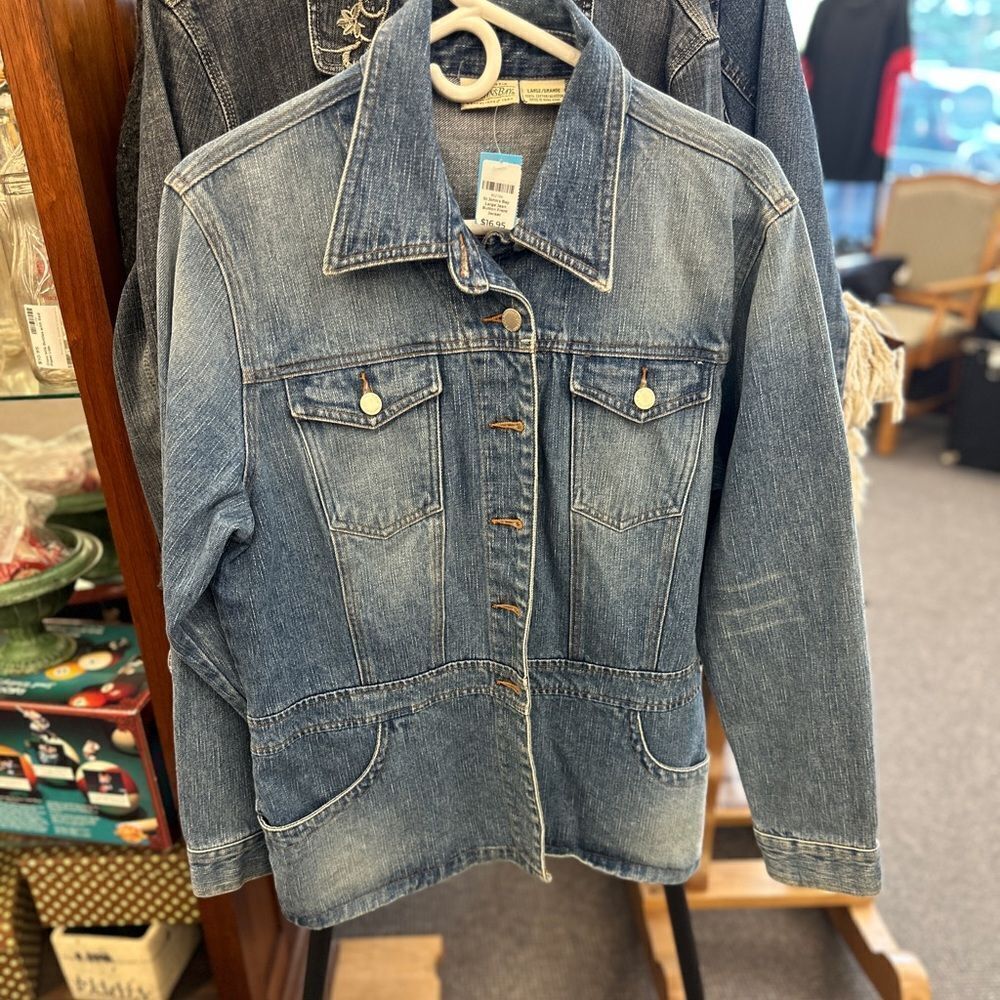 St John's Bay Large Jean Button Front Jacket - Picture 1 of 6